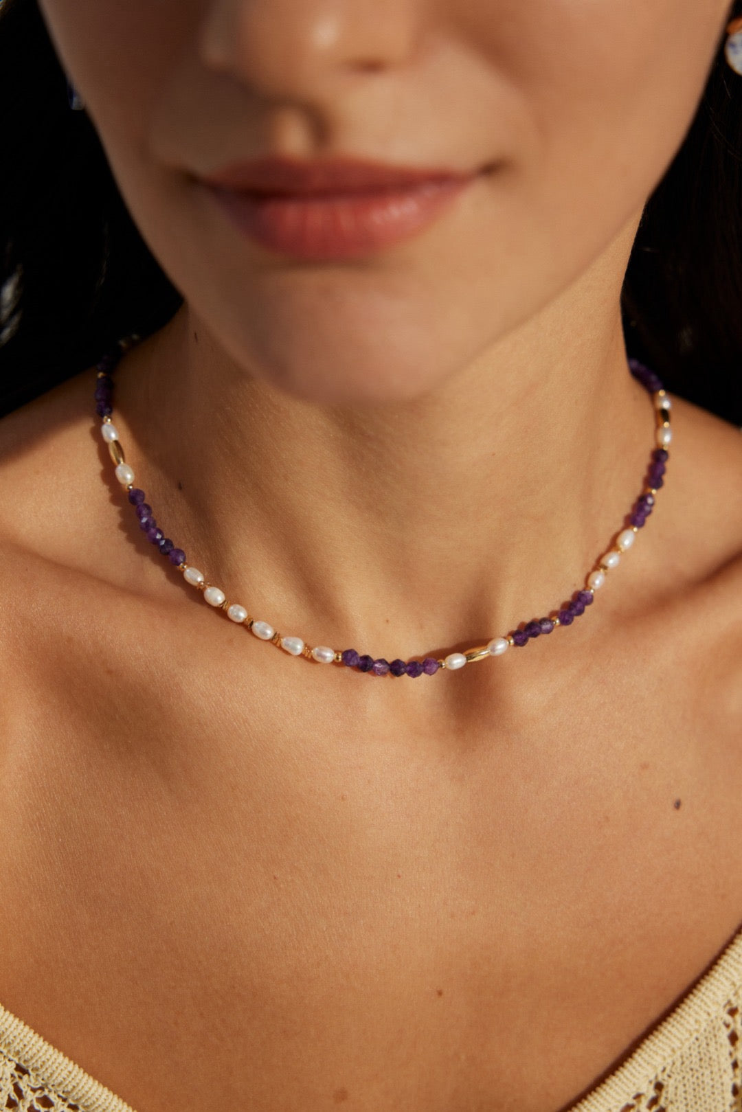 Lustrous Pearl & Amethyst Necklace