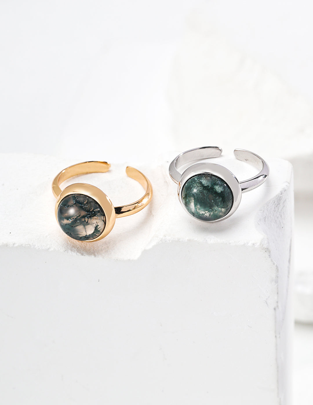 Aqua Moss Agate Silver Ring