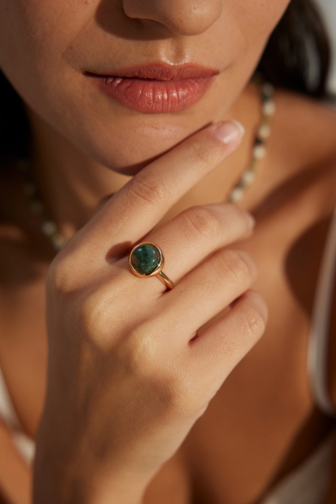 Aqua Moss Agate Silver Ring